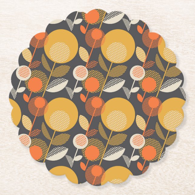 Porta-copo De Papel Teste padrão floral retro clássico (Frente)