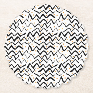 Porta-copo De Papel Teste padrão preto dos cursos & de pontos da