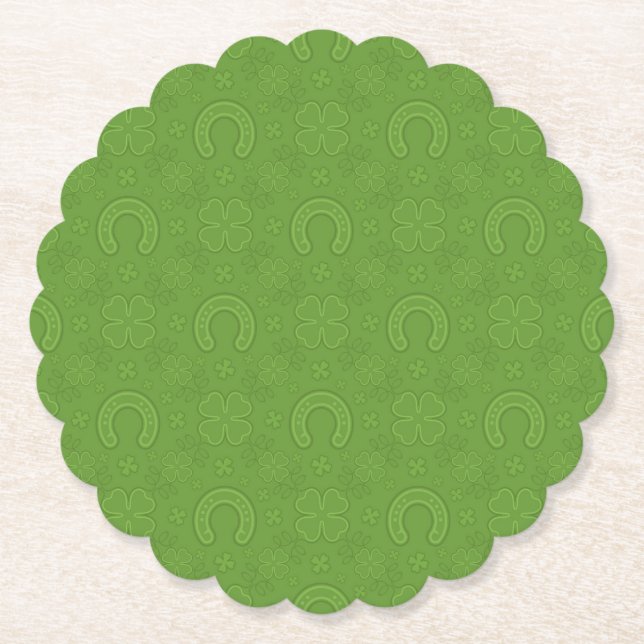 Porta-copo De Papel Teste padrão verde afortunado dos ícones (Frente)