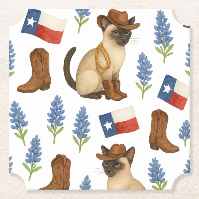 Porta-copo De Papel Texas Birthday Themed for Cat Lovers  (Frente)