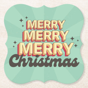 Porta-copo De Papel Texto de natal de design de cartoon retrô