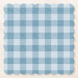 Porta-copo De Papel Textura de linho xadrez búfalo gingham azul em pó