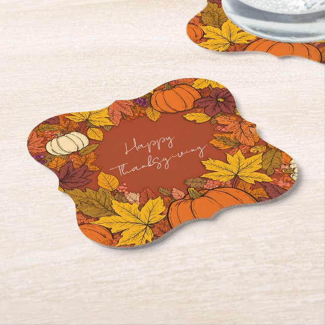 Porta-copo De Papel Thanksgiving Fall Pumpkin Greetings (Angular)