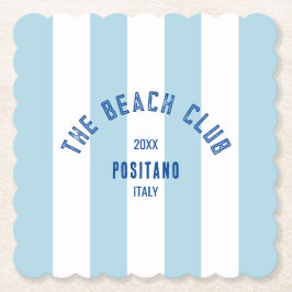 Porta-copo De Papel The Beach Club Crest Blue Cabana Stripe