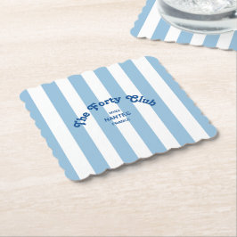 Porta-copo De Papel The Forty Club Blue Cabana Stripe 40th Birthday