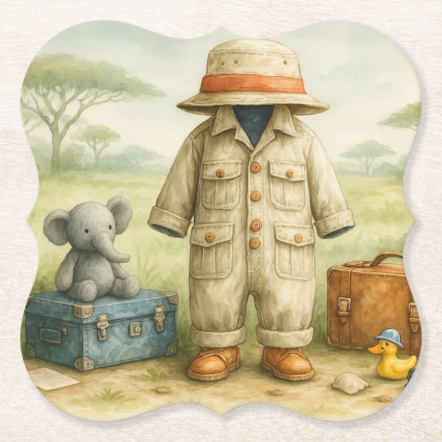 Porta-copo De Papel The Little Explorer | Safari Adventure Baby Shower (Frente)