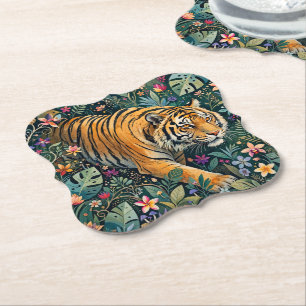 Porta-copo De Papel Tigre com Olhos Âmbar Folhagem da Selva Fantasia