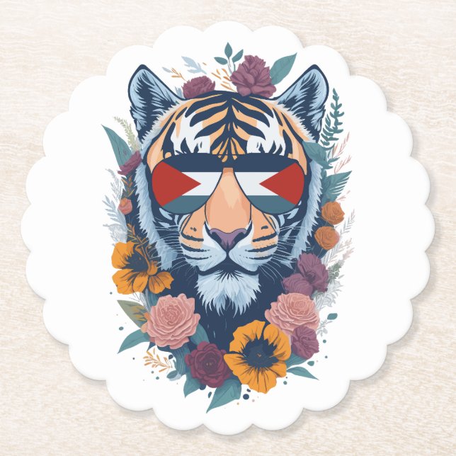 Porta-copo De Papel Tigre palestiniano - FLAG palestiniano (Frente)