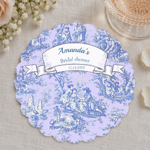 Porta-copo De Papel Toile de Jouy floral azul roxo vintage