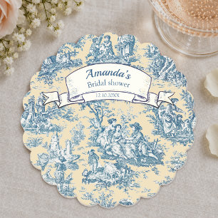 Porta-copo De Papel Toile de Jouy floral vintage amarelo turquesa
