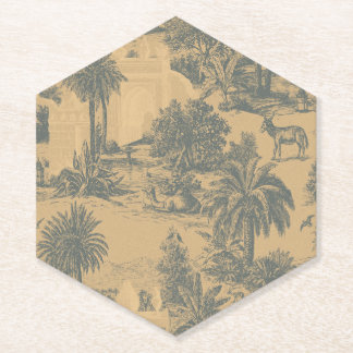 Porta-copo De Papel Toile Marroquino Azul Ardósia Dourado Vintage Came