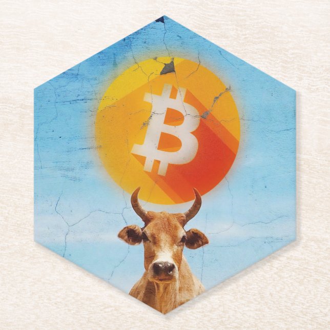 Porta-copo De Papel Touro Resiliente do Bitcoin (Frente)