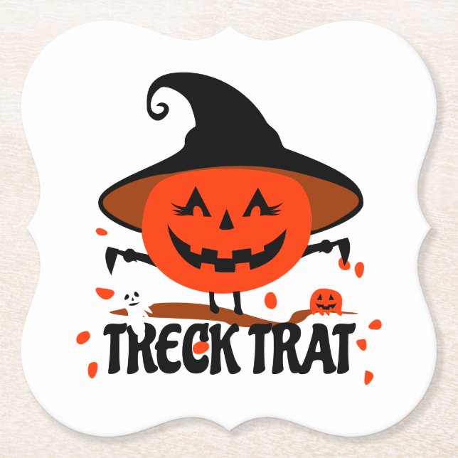 Porta-copo De Papel Treck Trat Pumpkin sorrindo (Frente)