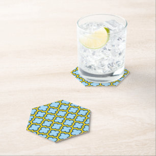 Porta-copo De Papel Trellis azul e amarela, lete, quatrefoil