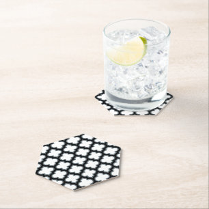 Porta-copo De Papel Trellis branca e preta, lete, quatrefoil