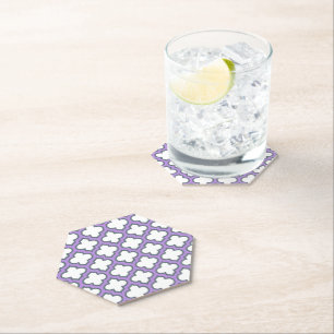 Porta-copo De Papel Trellis branca e roxa, lete, quatrefoil