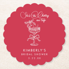 Porta-copo De Papel Trendy Red She's The Cherry On Top Bridal Shower