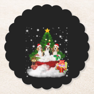 Porta-copo De Papel Três Beagles Papai Noel com Árvore de Natal