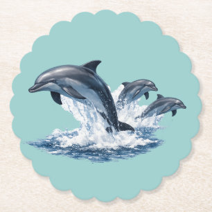 Porta-copo De Papel Três Golfinhos Saltando, Design de Chapéu Vida Oce