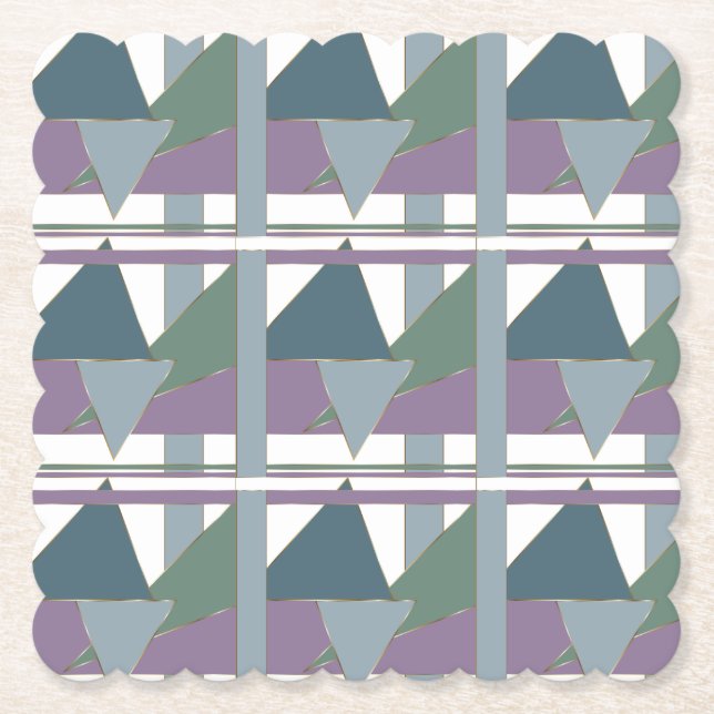 Porta-copo De Papel Triângulo Geométrico Padrão Azul Violeta Verde (Frente)