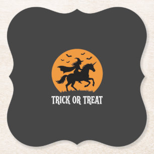 Porta-copo De Papel Trick or Treat Bruxa Unicórnio Design de Halloween
