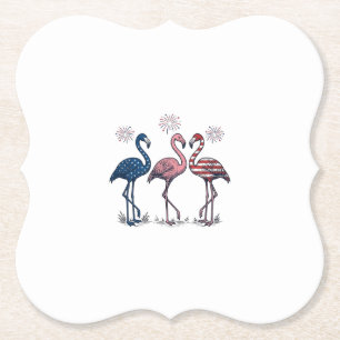 Porta-copo De Papel Trio de Flamingos Patrióticos Design de Gravura Vi