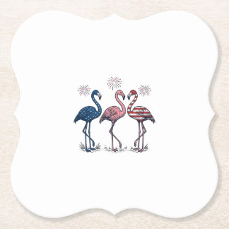 Porta-copo De Papel Trio de Flamingos Patrióticos Design de Gravura Vi