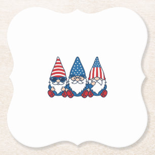 Porta-copo De Papel Trio de Gnome Patriótico Camisa Vintage Vetor Desi