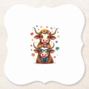 Porta-copo De Papel Trio de Vaca Highland Autismo Vintage Espiando Vac