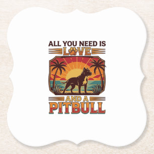 Porta-copo De Papel Tudo o que você precisa é amor Pitbull Cachorro Pô