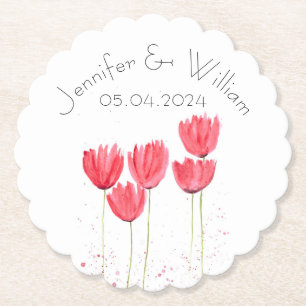 Porta-copo De Papel Tulipas flores aquarela Casamento Russo Amarelo
