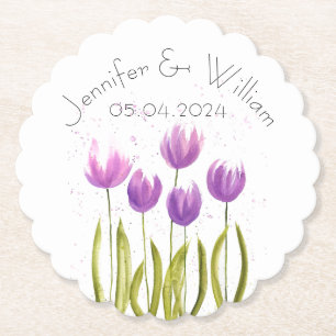 Porta-copo De Papel Tulipas flores aquarela Casamento Russo Amarelo