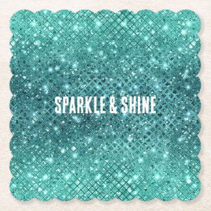 Porta-copo De Papel Turquesa Aqua Green Sparkle
