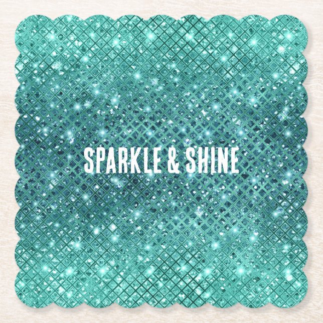Porta-copo De Papel Turquesa Aqua Green Sparkle (Frente)