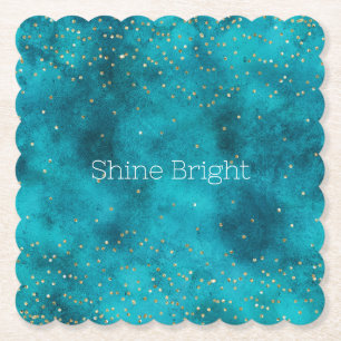 Porta-copo De Papel Turquoise Teal Dourado Sparkle
