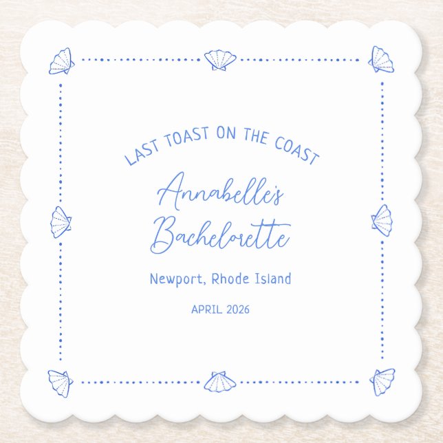 Porta-copo De Papel Último brinde no Festa de solteira azul (Frente)