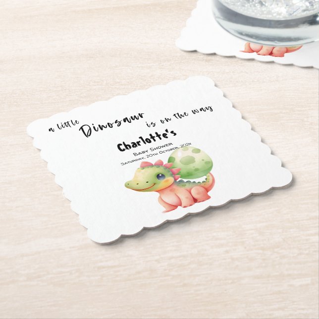 Porta-copo De Papel Um Dinossauro Está A Caminho Do Chá de fraldas (Angular)