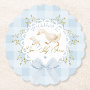 Porta-copo De Papel Um Ganso Bobo Aniversário Caprichoso Azul Goingham