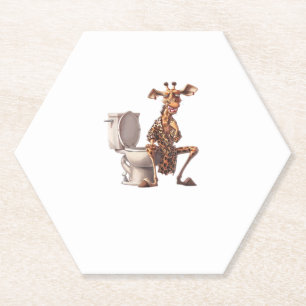Porta-copo De Papel Uma Girafa Bonita De Pijama Sentada Em Um Banheiro