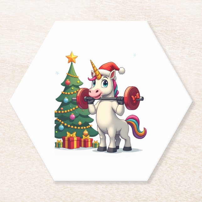 Porta-copo De Papel Unicorn Lifting Christmas Weightlifting Deadlift G (Frente)