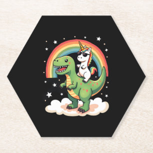Porta-copo De Papel Unicórnio Arco-Íris Montando T rex - Dinossauro Me