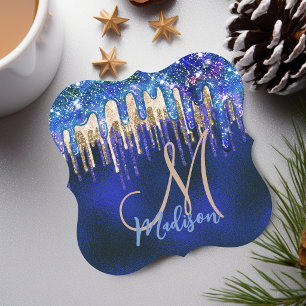 Porta-copo De Papel Unicórnio azul chic aqua glitter dourado goteja mo