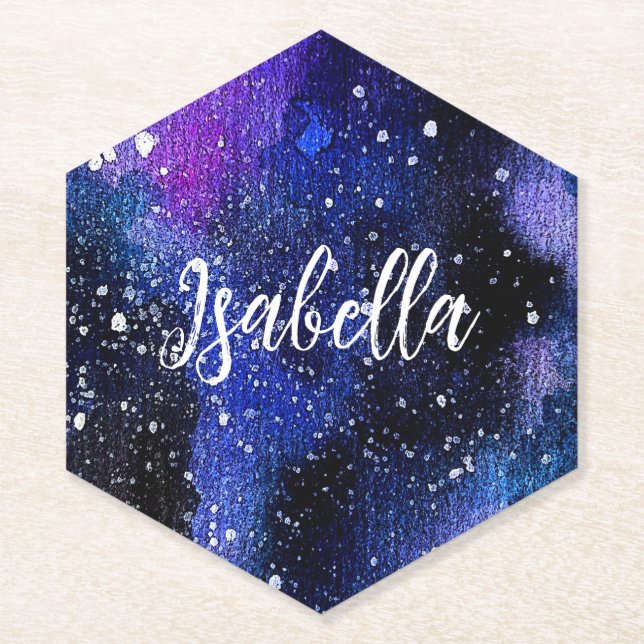 Porta-copo De Papel Universo Púrpura de Watercolor (Frente)