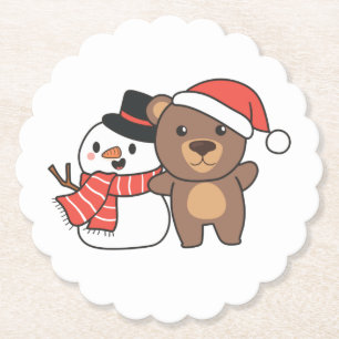 Porta-copo De Papel Urso Com Neve No Inverno Para O Natal