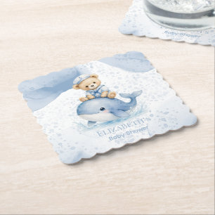 Porta-copo De Papel Urso de pelúcia azul em Chuveiro de Bebê Menino Ba
