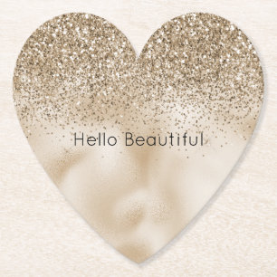 Porta-copo De Papel Urso de Pelúcia Marrom Dourado Glam Brilho