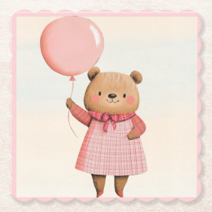Porta-copo De Papel Urso do Balão Rosa com Saída de Xadrez