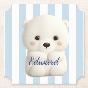 Porta-copo De Papel Urso Polar Bebê em Listras