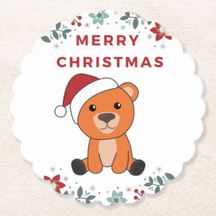 Porta-copo De Papel Ursos Coloridos Brancos Felizes De Natal