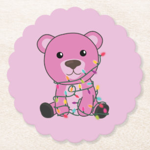 Porta-copo De Papel Ursos Coloridos Brancos Felizes De Natal